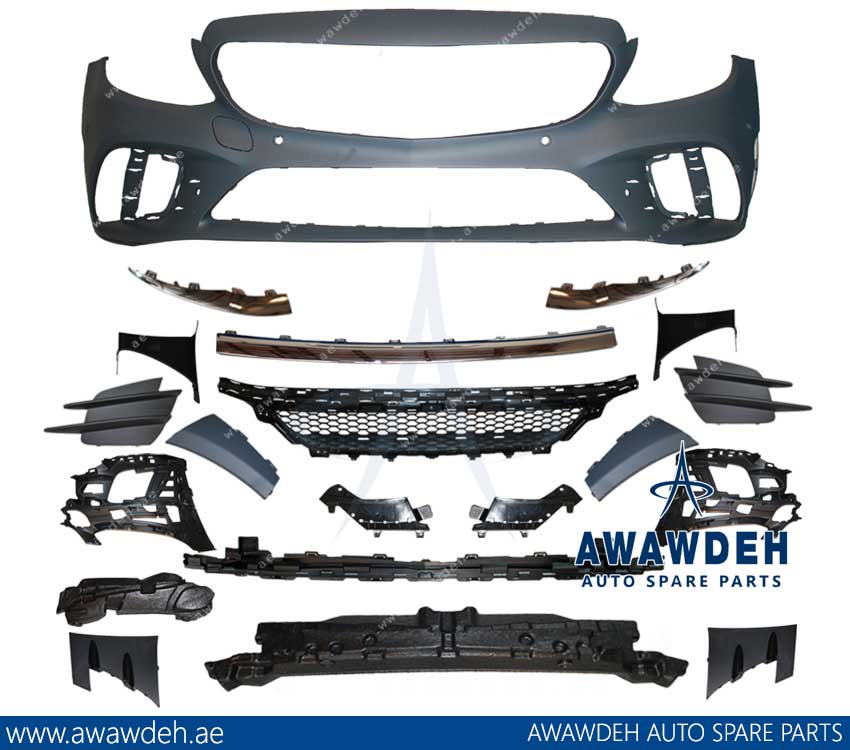 Unpainted Front Bumper Conversion Kit For 2015-2018 Mercedes W205 C Class To 2019 C63 AMG Style
