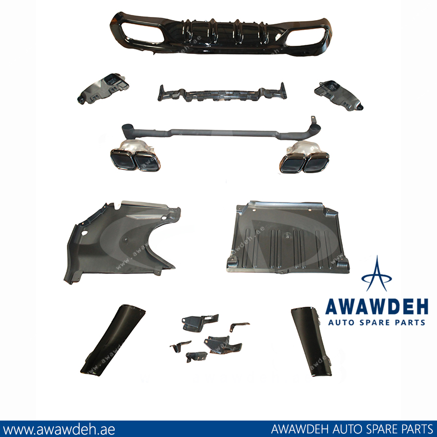 MERCEDES C CLASS DIFFUSER WITH BLACK EXHAUST AMG 63